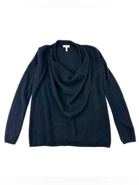 Joie cashmere drape neck sweater womens XS luxurious black capsule wardrobe
